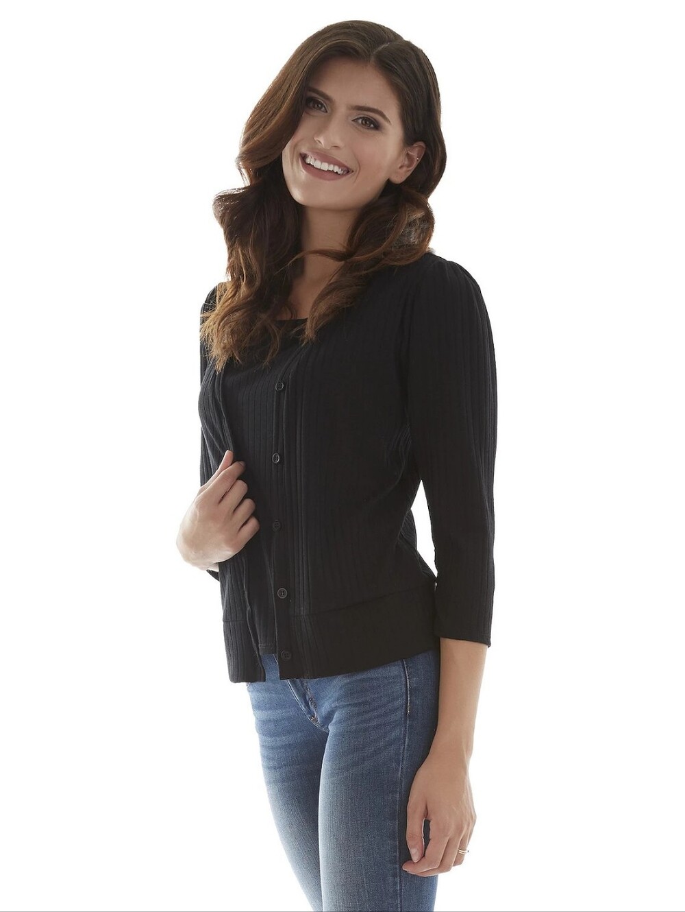 Apt. 9 Black Ribbed Button-Up Cardigan and Tank Top Set